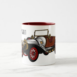 Classic car 1920 cartoon illustration Two-Tone coffee mug