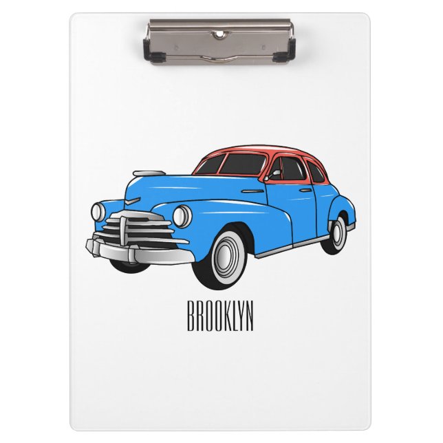 Classic car 1948 cartoon illustration clipboard (Front)