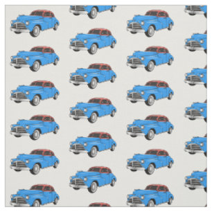 Classic car 1948 cartoon illustration fabric