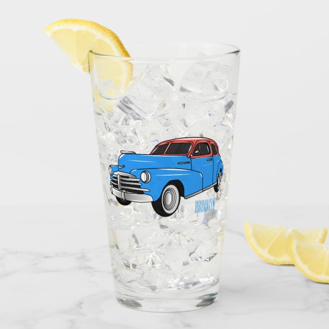 Classic car 1948 cartoon illustration glass (Front Ice)