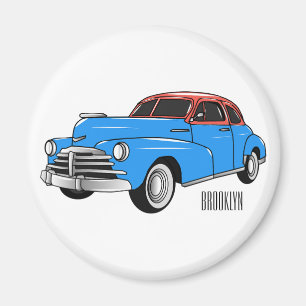 Classic car 1948 cartoon illustration magnet