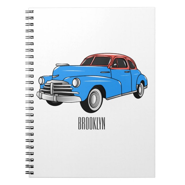 Classic car 1948 cartoon illustration notebook (Front)