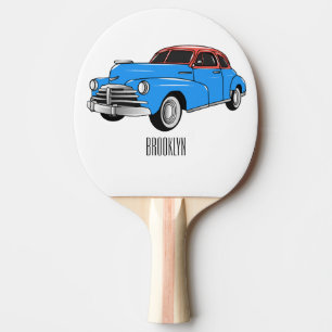 Classic car 1948 cartoon illustration ping pong paddle