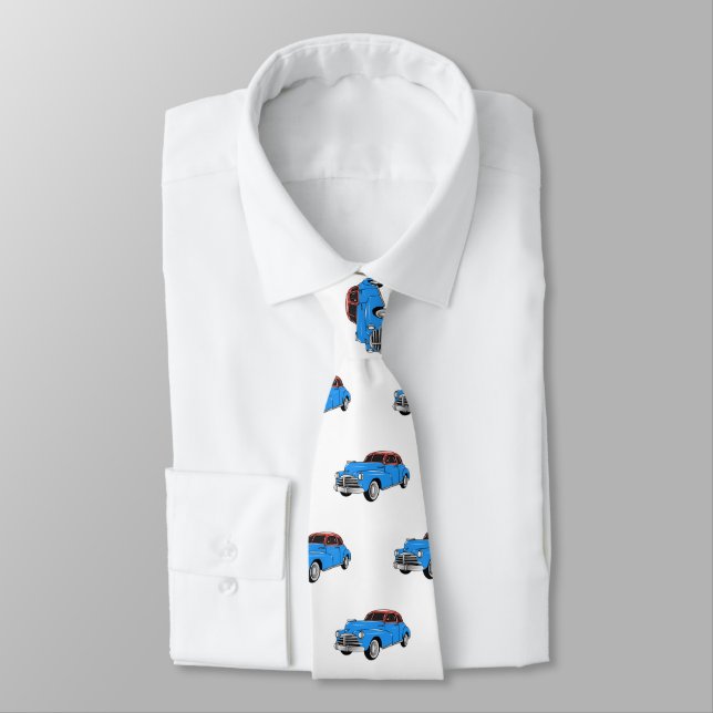 Classic car 1948 cartoon illustration tie (Tied)