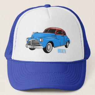 Classic car 1948 cartoon illustration trucker hat