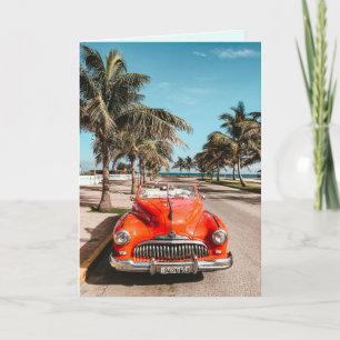 CLASSIC CAR 1950S BEACH BIRTHDAY GREETING CARDS