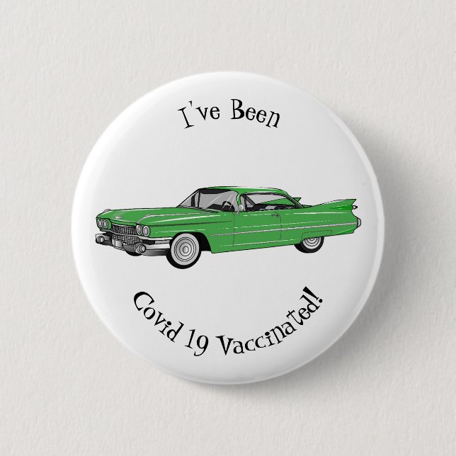 Classic car 1959 cartoon illustration 6 cm round badge (Front)