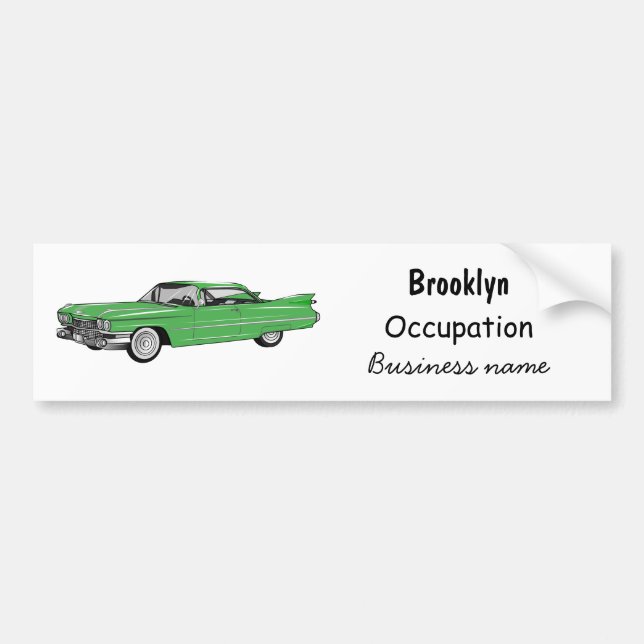 Classic car 1959 cartoon illustration bumper sticker (Front)