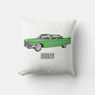 Classic car 1959 cartoon illustration cushion