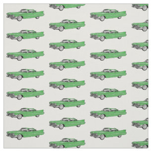 Classic car 1959 cartoon illustration fabric