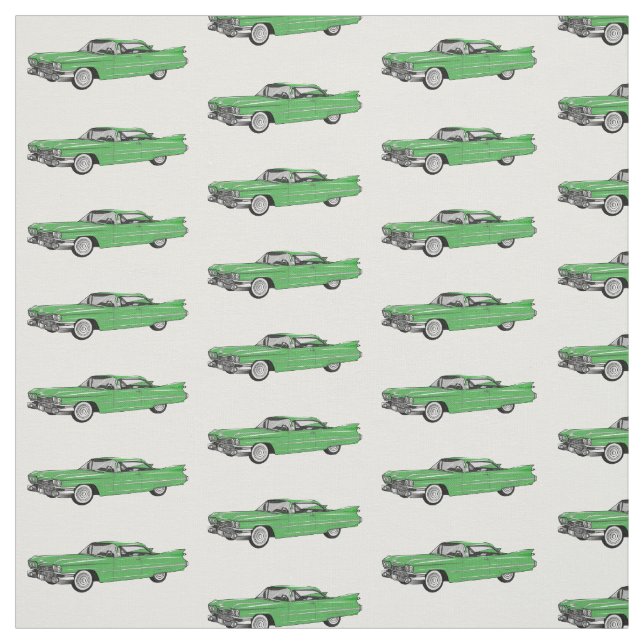 Classic car 1959 cartoon illustration fabric (Swatch)