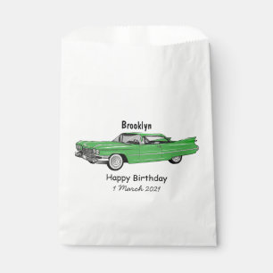 Classic car 1959 cartoon illustration favour bag