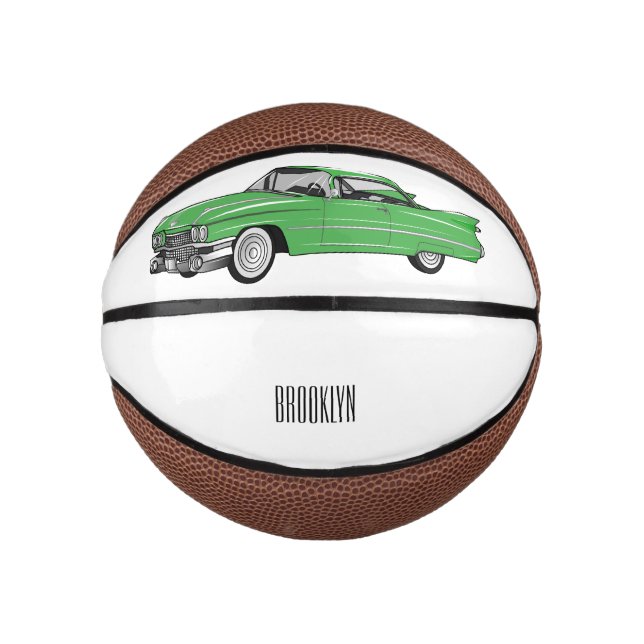 Classic car 1959 cartoon illustration mini basketball (Front)