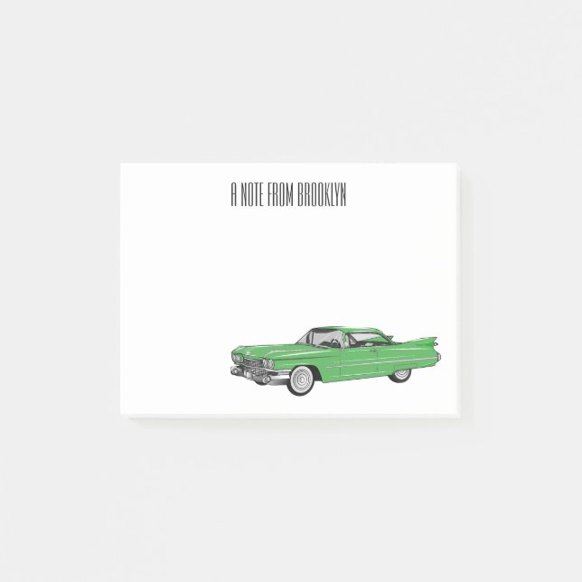 Classic car 1959 cartoon illustration post-it notes (Front)