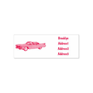 Classic car 1959 cartoon illustration self-inking stamp
