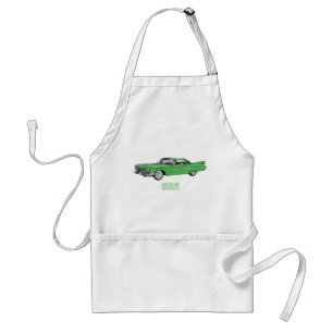 Classic car 1959 cartoon illustration standard apron