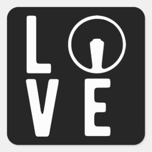 classic car 2cv Retro Love Typography Square Sticker