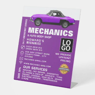 Classic Car, Auto Mechanic & Repairs Advertising Pedestal Sign