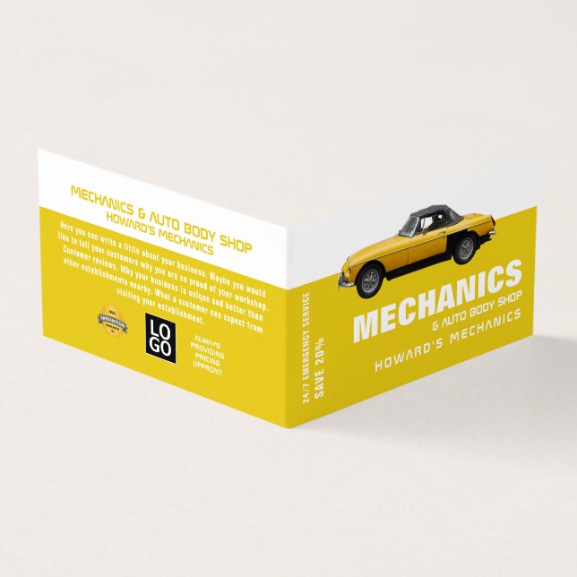 Classic Car, Auto Mechanic & Repairs, Detailed Business Card (Outside)