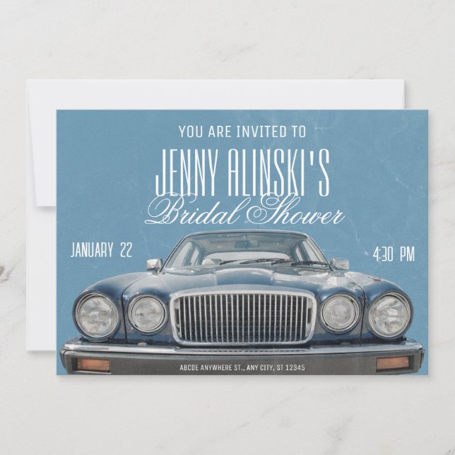 Classic car bridal shower Invitation (Front)
