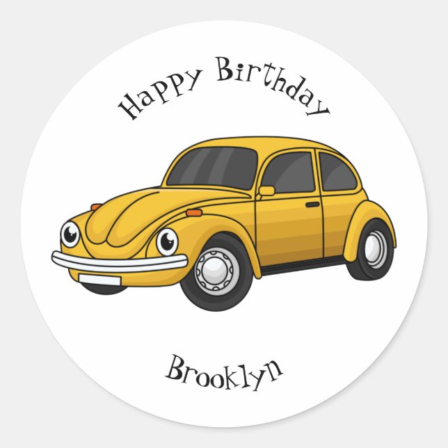 Classic car cartoon classic round sticker (Front)
