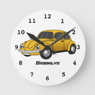 Classic car cartoon round clock