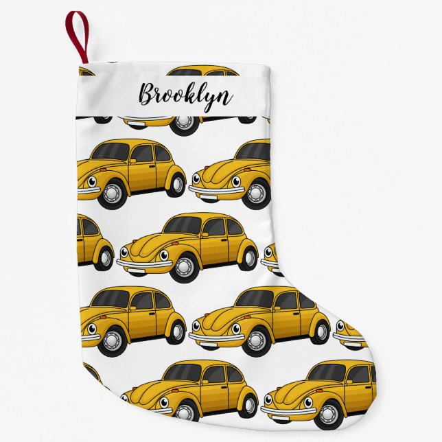 Classic car cartoon small christmas stocking (Front)