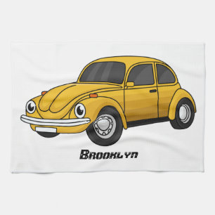 Classic car cartoon tea towel