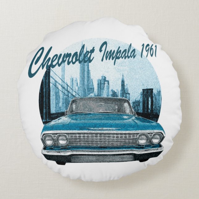 Classic Car Chevrolet Impala 1961 Round Cushion (Back)