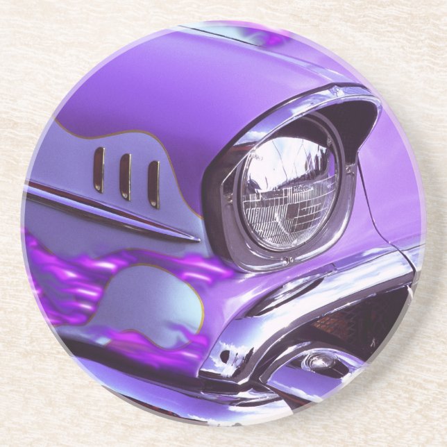 Classic car: Chevrolet with flaming hood Coaster (Front)