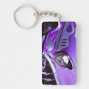 Classic car: Chevrolet with flaming hood Key Ring