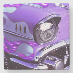 Classic car: Chevrolet with flaming hood Stone Coaster