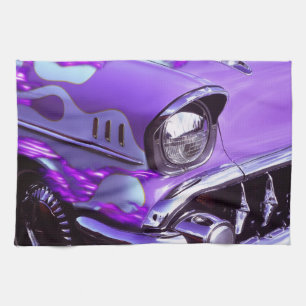 Classic car: Chevrolet with flaming hood Tea Towel