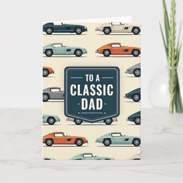 Classic Car Dads Day Plaque Card (Front)