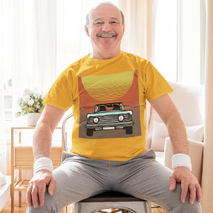 Classic Car Driving off into sunset personalise T-Shirt