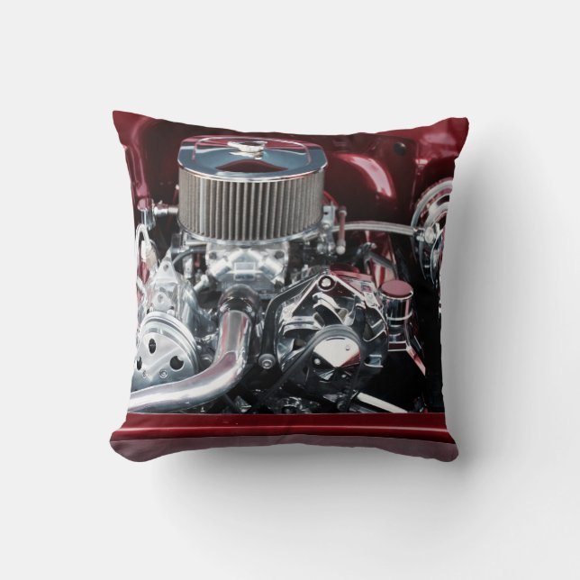 Classic Car Engine Throw Pillow (Front)