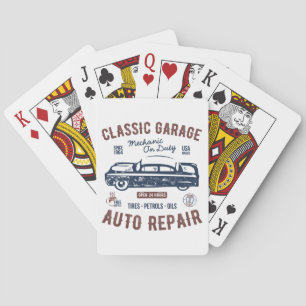 Classic Car Garage Mechanic On Duty Playing Cards