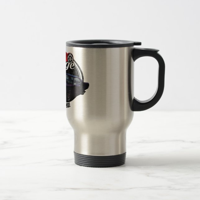 Classic Car Garage with Pontiac Travel Mug (Right)