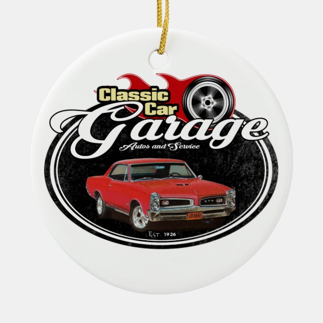 Classic Car GTO Garage Ceramic Ornament (Front)