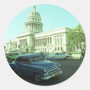 Classic Car Havana Cuba Round Sticker