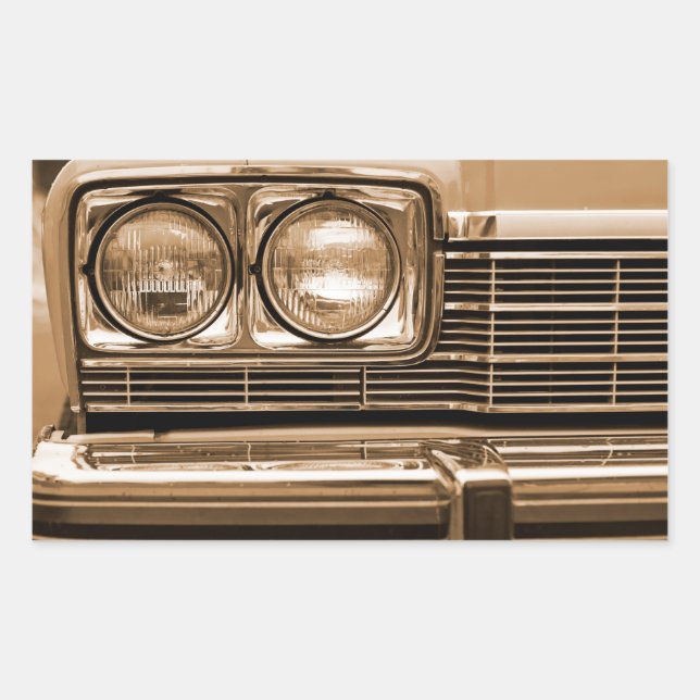 Classic Car Headlight Closeup Rectangular Sticker (Front)