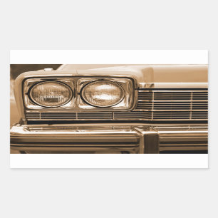 Classic Car Headlight Closeup Rectangular Sticker