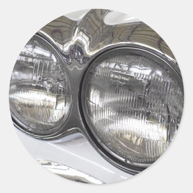 Classic car headlights round sticker (Front)