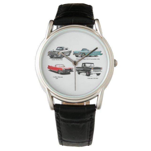 Classic car image  Crown-Protector-Black-Leather Watch (Front)