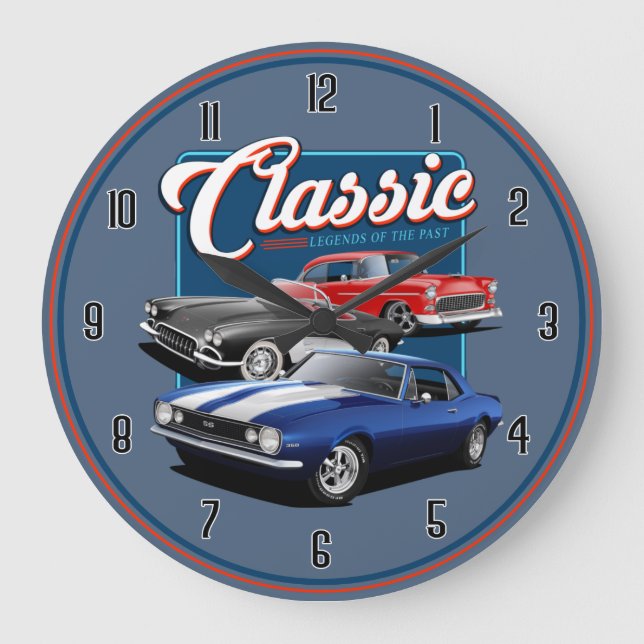 Classic Car Legends of the Past Large Clock (Front)