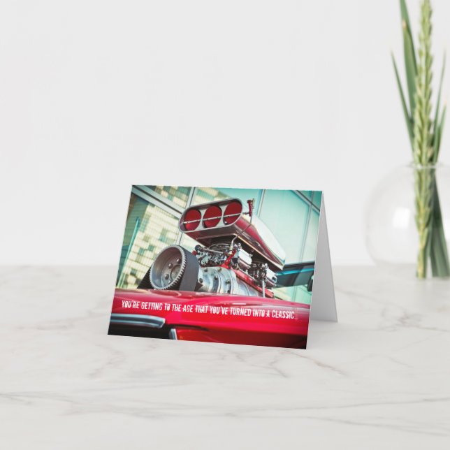 Classic Car Modified Motor Blower Birthday Card (Front)