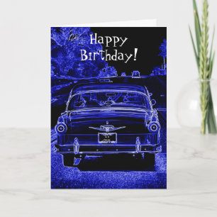 Classic Car Neon Birthday Card