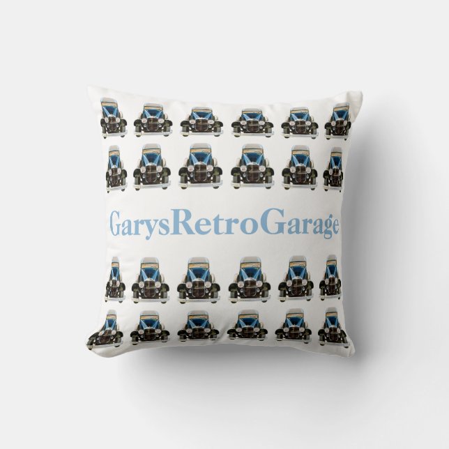 Classic Car Pattern #8 @ Garysretrogarage w/text Cushion (Front)