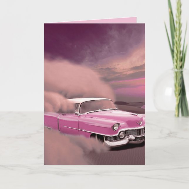 CLASSIC CAR PINK CADDY GREETING CARDS (Front)