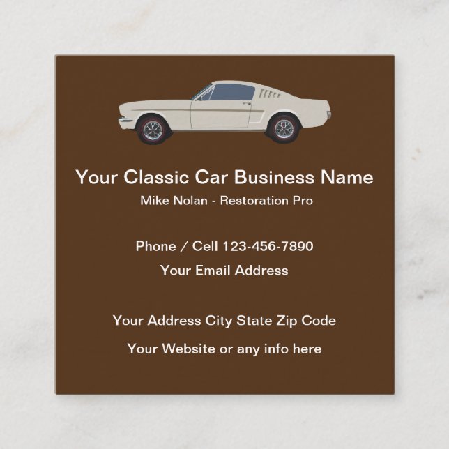 Classic Car Repair And Restoration Square Business Card (Front)